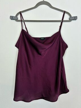 Express Plum Satin Cowl Neck Camisole - Deep Plum